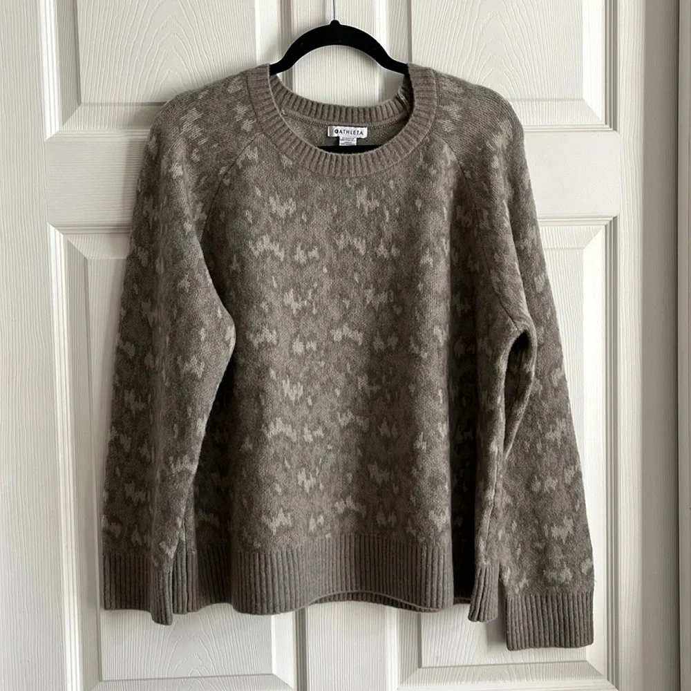 Athleta Hawthorn Textured Crew Sweater / Sahara Bluff Grey‎ / SZ XL
